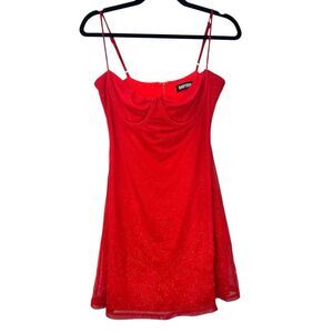 Baby Boo Sweetheart Neck Sleeveless Mini Fit & Flare Dress Glittery Red Size XL